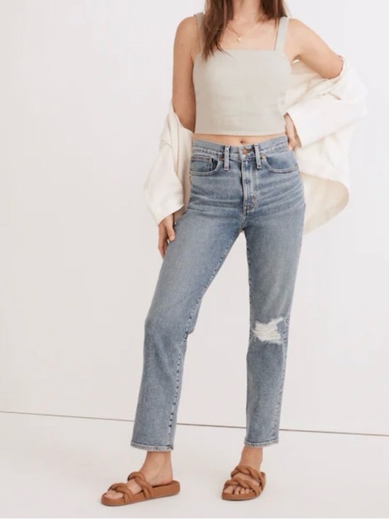Madewell Denim - Madewell The Girljean in Berryton Wash: Distressed Comfort Stretch NF764 Sz 26T